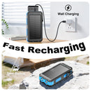 Solar Power Bank 20000mAh, Solar Charger Portable Phone Charger with 4 Built-in Cables, USB-C Fast Charging, Waterproof Battery Pack with Dual Flashlight for Camping Hiking Travel Storm Emergency