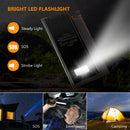 Solar-Charger-Power-Bank - Portable Charger with 3 Fast Charging USB-A/USB-C Ports(5V/3A Max), 20W Outdoor Foldable Solar Panel Built-in 20000mAh Battery Bank with Flashlight for Camping Travel