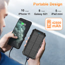 Solar-Charger-Power-Bank - YELOMIN 42800mAh Portable Charger, QC 3.0 Fast Charger 15W Three Outputs Two Inputs Built-in Dual Led Flashlights Compatible with All Mobile Devices for Camping Travel