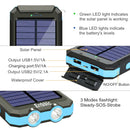 Solar Power Bank Portable Charger 20000mah Waterproof Battery Backup Charger Solar Phone Charger with Dual LED Flashlights and Compass for All CellPhones, Tablets, and Electronic Devices