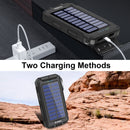 Solar Charger 20000mAh Solar Power Bank Waterproof Portable External Backup Battery Charger Built-in Dual USB/Flashlight for All Cell Phone, Tablet, and Electronic Devices(Black)