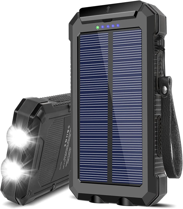 Annero 30000mAh Solar Charger with Dual USB/LED Flashlight/Compass