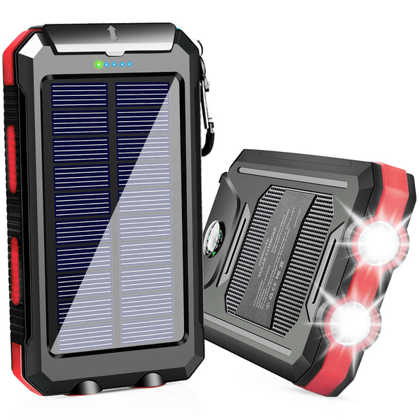 Suscell Solar Charger 20000mAh Compatible with All Smartphone External Battery Pack Perfect for Outdoor/Camping/Trip (Red)
