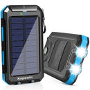 Kepswin 20000mAh Portable Solar Power Bank with 2 USB/LED Flashlights Compatible with iPhone, Tablet, Android, Suitable for Outdoor Camping