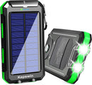 Kepswin 20000mAh Portable Solar Power Bank Compatible with iPhone, Tablet, Android, Suitable for Outdoor Camping