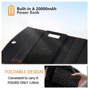 Quacoa 10W Outdoor Portable Solar Panel with 20000mAh Power Bank Dual USB with Flashlight