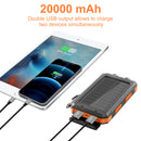 Annero 20000mAh Solar Power Bank Built in Dual Flashlights for Camping Outdoor Activity