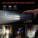 YELOMIN 20000mAh Portable Waterproof Solar Power Bank Built-in Dual USB Outputs/LED Flashlights, Suitable for Outdoor Camping Travel