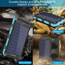 YELOMIN 30000mAh Portable Outdoor Solar Power Bank with Type-C Input Port Dual Flashlights & USB Outputs for Outdoor Use