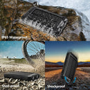 YELOMIN 20000mAh Portable Waterproof Solar Power Bank for Cellphones Tablets & Outdoor, External Backup Pack Battery Dual USB Outputs/LED Flashlights