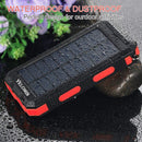 YELOMIN 20000mAh Portable Waterproof Solar Power Bank Built-in Dual USB Outputs/LED Flashlights, Suitable for Outdoor Camping Travel