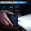 Kepswin 20000mAh Portable Solar Power Bank with 2 USB/LED Flashlights Compatible with iPhone, Tablet, Android, Suitable for Outdoor Camping