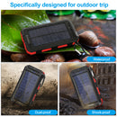 Solar Charger 20000mAh Portable Solar Power Bank Waterproof External Backup Battery Power Pack Charger Dual USB with 2 LED Flashlight for Cell Phone and Other Electronic Devices