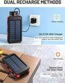 Suscell Solar Charger 20000mAh Compatible with All Smartphone External Battery Pack Perfect for Outdoor/Camping/Trip (Red)
