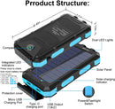 YELOMIN 30000mAh Portable Outdoor Solar Power Bank with Type-C Input Port Dual Flashlights & USB Outputs for Outdoor Use