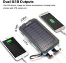 YELOMIN 20000mAh Portable Outdoor Solar Charger, Camping Waterproof Backup Battery Pack with Dual USB 5V Outputs/LED Flashlights and Compass