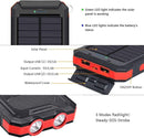 YELOMIN 20000mAh Portable Waterproof Solar Power Bank Built-in Dual USB Outputs/LED Flashlights, Suitable for Outdoor Camping Travel