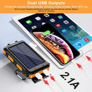 Solar Charger, 38800mAh Portable Solar Power Bank for All Cellphones, Waterproof Battery Pack, Outdoor External Backup Power Charger Dual USB 5V Outputs/LED Flashlights, Perfect for Camping Travel