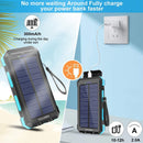 YELOMIN 30000mAh Portable Outdoor Solar Power Bank with Type-C Input Port Dual Flashlights & USB Outputs for Outdoor Use