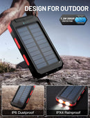 Suscell Solar Charger 20000mAh Compatible with All Smartphone External Battery Pack Perfect for Outdoor/Camping/Trip (Red)