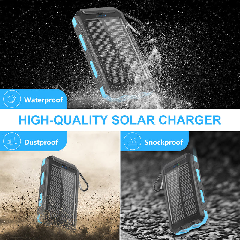 Annero 20000mAh Solar Charger with Dual LED Flashlights for Outdoor Camping Travel
