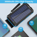 YELOMIN 30000mAh Portable Outdoor Solar Power Bank with Type-C Input Port Dual Flashlights & USB Outputs for Outdoor Use