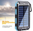 YELOMIN 20000mAh Portable Outdoor Solar Charger, Camping Waterproof Backup Battery Pack with Dual USB 5V Outputs/LED Flashlights and Compass
