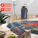 YELOMIN 20000mAh Portable Waterproof Solar Power Bank Built-in Dual USB Outputs/LED Flashlights, Suitable for Outdoor Camping Travel