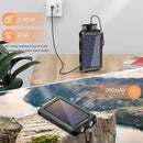 YELOMIN 20000mAh Portable Waterproof Solar Power Bank for Cellphones Tablets & Outdoor, External Backup Pack Battery Dual USB Outputs/LED Flashlights