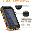 Solar Charger, 38800mAh Portable Solar Power Bank for All Cellphones, Waterproof Battery Pack, Outdoor External Backup Power Charger Dual USB 5V Outputs/LED Flashlights, Perfect for Camping Travel
