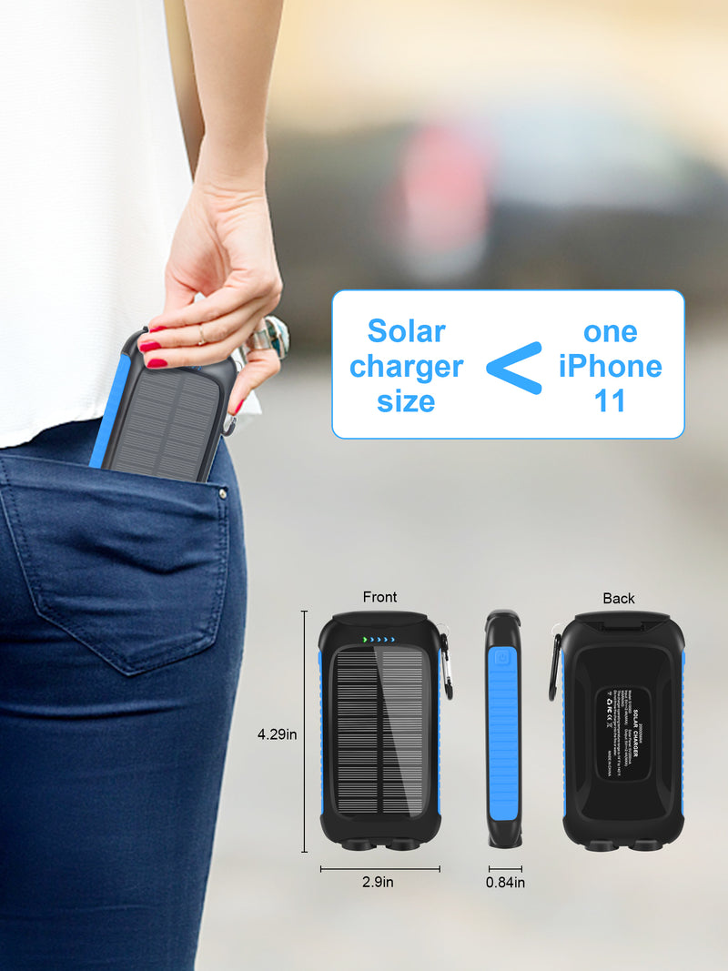 Solar Charger,38800mAh Portable Solar Power Bank,Waterproof External Backup  Battery Power Pack Charger with 2 USB/LED Flashlights Compatible with