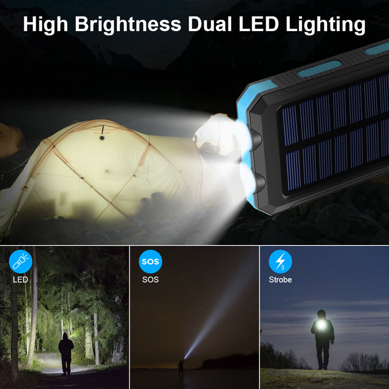 Solar Power Bank With High Brightness Lighting Flashlights
